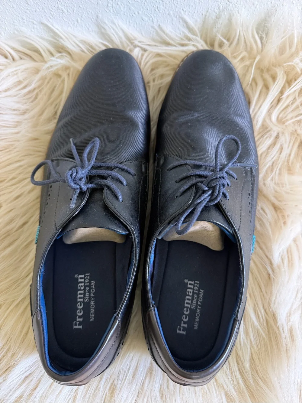 Freeman Marshall Black Oxford Dress Shoes Memory Foam Comfort Size 10W